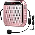 Portable Voice Amplifier with Wired Microphone Headset Rechargeable PA System Speaker Personal Microphone Speech Amplifier Power Amplifiers Loudspeaker for Teachers/Metting/Tour Guide (Rose Gold)