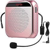 Portable Voice Amplifier with Wired Microphone Headset Rechargeable PA System Speaker Personal Microphone Speech Amplifier Power Amplifiers Loudspeaker for Teachers/Metting/Tour Guide (Rose Gold)