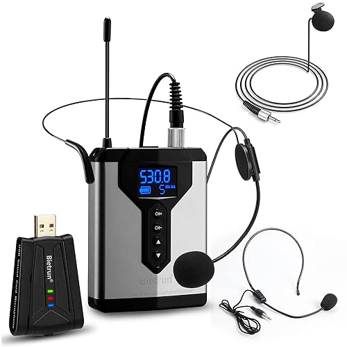 Bietrun Wireless USB Microphone for Computer, UHF Wireless Headset