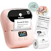 Phomemo Label Printer M110 Upgraded Label Maker Bluetooth No Ink Portable for Small Business, Address, Office, Home for Phone; for PC/Mac(USB), with 100 Labels, Baby Pink