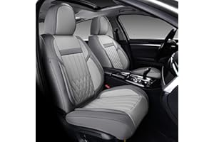 KEYOOG Universal 2-Seater Waterproof Breathable Nappa Leather Car Seat Covers Full Set, Compatible with Toyota Corolla Camry, Lexus LS400, Nissan Murano Rogue, Fit Front Seats Most Sedans SUV- Gray