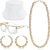 Sintege 80s 90s Outfits Accessories for Men Women Hip Hop Costume Kit,Rapper Outfits Hip Hop Jewelry Set for Women Men
