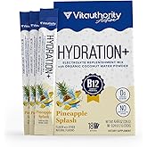 Hydration Electrolyte Powder Packets Blend Magnesium, Calcium, Sodium Potassium | Coconut Water + Vitamin C & B12 | Sugar-Free, Vegan, Non-GMO, Energy & Immune Support | 18 Servings Pineapple Flavored