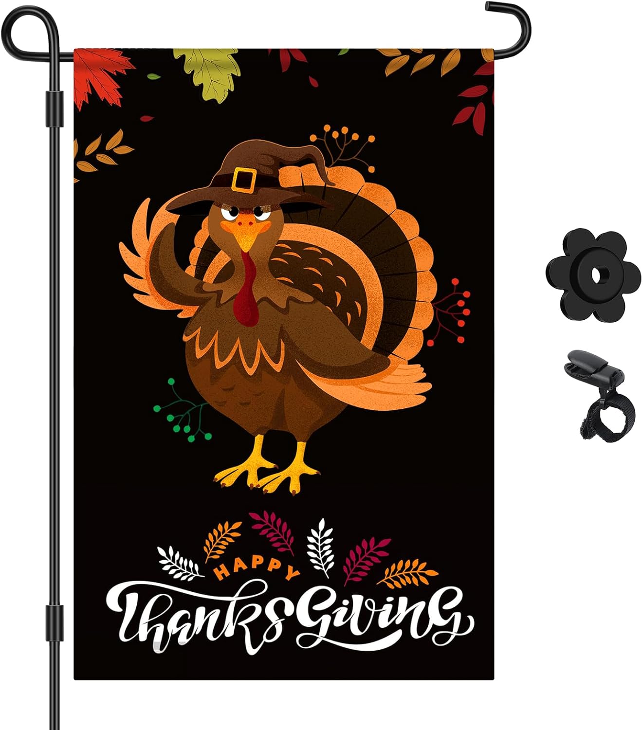 Flags - Thanksgiving Garden Flag, Fall Yard Flags Welcome Garden Flags 12x18 Double Sided Thankful Flags for Outside, Turkey Garden Flag Hello Fall Farmhouse Garden Flag Outside Decor for Yard Garden Outdoor