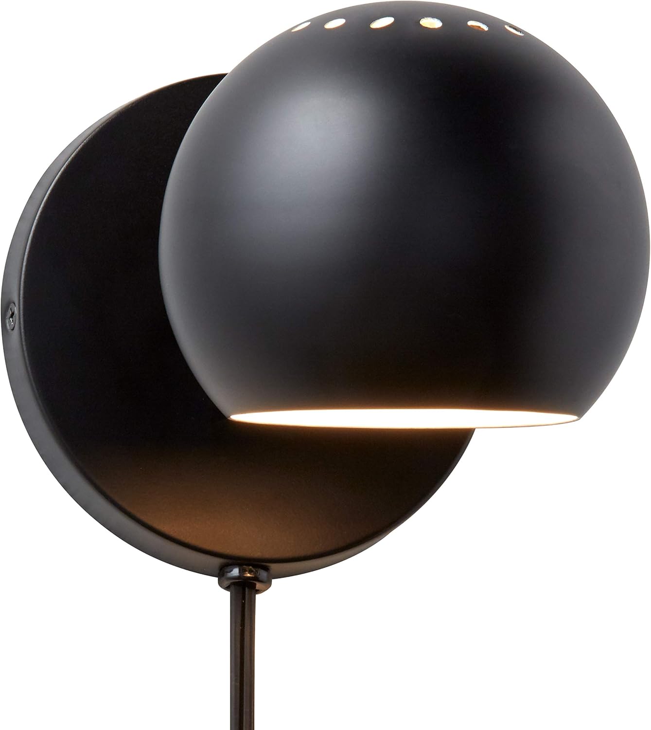  Brand – Rivet Mid Century Modern Wall Mounted Plug-In Sconce Light, 7.25"H, Matte Black - - 