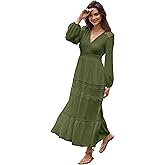 Olaesa Long Sleeve Maxi Dress for Women Boho Flowy Wedding Guest Dress