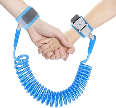 WELHAEPI Anti Lost Toddler Wrist Reins 2.5m 360° Rotating Leash Blue