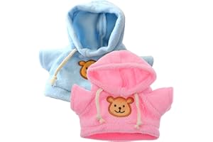 Bear Clothes for 6-8inch Stuffed Bears 2Pcs Hooded Cute Stuffed Animal Clothes Cartoon DIY Decorative for Animals