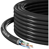 Syston Direct Burial Shielded Cat 6A+ Ethernet Network Cable Bulk, 750 MHz F/UTP 23 AWG Pure Bare Copper Outside Plant (OSP) - Rated, Waterproof Dual-Layer Jacket for Outdoor Wet Location Using