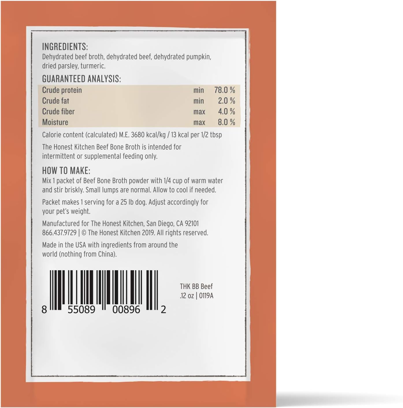 Amazon Com The Honest Kitchen Daily Boosts Instant Beef Bone Broth Liquid Treat With Turmeric For Dogs And Cats 12 Pack Of 3 5g Sachets Pet Supplies