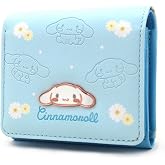 FLYBOT Cinnamoroll Wallet Supercute Japanese Character White Puppy Purse Mini Kawaii Cartoon Vegan Leather Slim with Coin Zipper Pocket Card Holder, Officially Designed