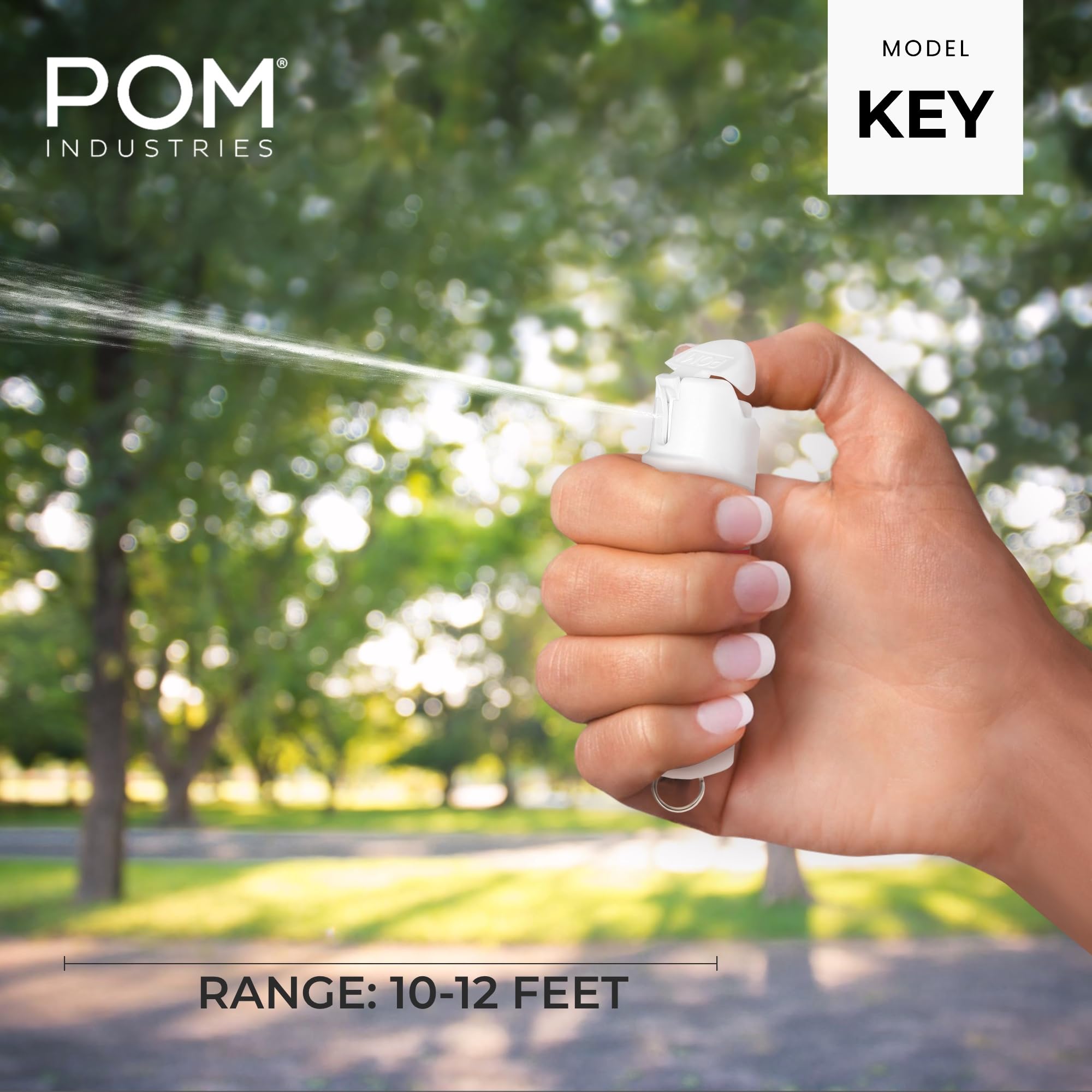 POM Pepper Spray Keychain, Quick Key Release for Instant Access, Flip Top Safety, Maximum Strength OC Formula with UV Marking Dye, 25 Bursts, 10 ft Range, 0.5 fl oz