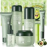 12pcs Avocado Skincare Kit, with Facial Cleanser, Toner, Lotion, Face Serum, Face Cream, Eye Cream, Facial mask&Lip Balm For Hydrating Skin Anti-Aging Skin For Women Teen Girls Skin Care Gift Set