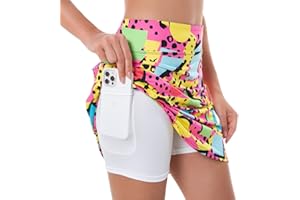 M YESCUSTOM 80s 90s Tennis Skirts for Women with Pockets, Retro High Waisted Athletic Golf Skorts for Workout Party