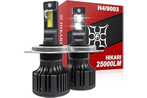 HIKARI WINGS Hikari 2025 25000LM H4 9003 Dual Beam LED Bulbs, Fog Light, 45W Upgraded Core, High Lumens LED Kit, 6000k Cool White, IP68 Waterproof,HB2 Foglight