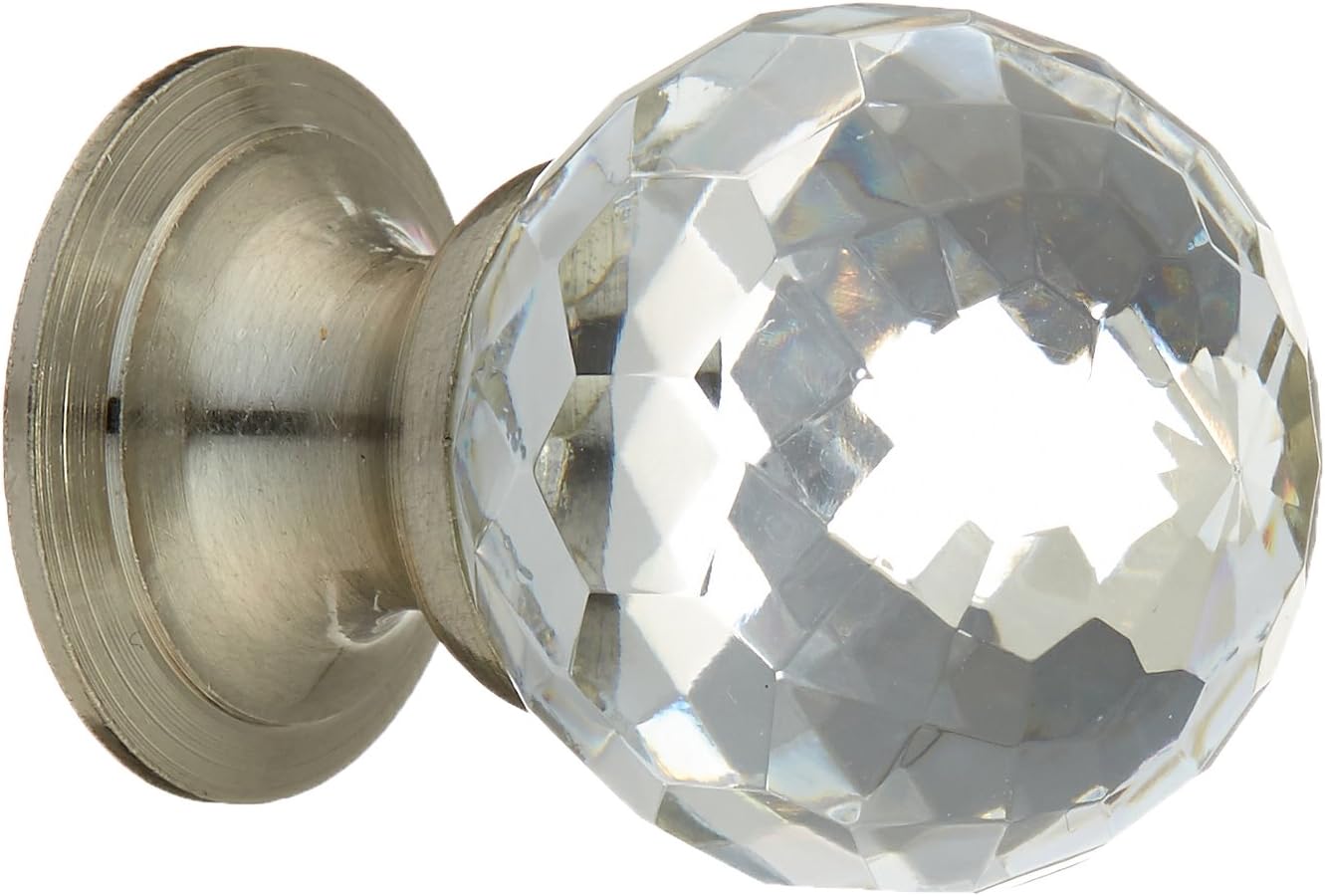 Baldwin 4318150 Crystal Knob in Satin Nickel And Furniture Knobs