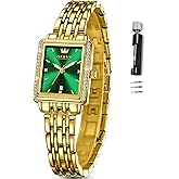 OLEVS Gold Watches for Women Square Luxury Business Rectangle Ladies Watches for Woman with Date Water Resistant Ladies Watch for Small Wrists Reloj para Mujer Diamond Blue/Green/Black/White/Gold