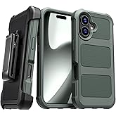 Designed for iPhone 17 Case with Belt Clip Holster, Slim Cover Phone Case for iPhone 17 - Green