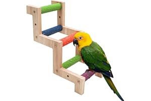 DNOIFNE Bird Ladder Bridge, Wooden Parrot Hamster Climbing Ladder Toys, Bird Perch Stand, Bird Cage Accessories, Small Animals Climbing Toy for Parrot Hamster Rat Squirrel Sugar Gliders Parakeets Cockatiels
