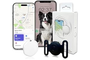 BINGOLAR GPS Tracker for Dogs, Mini GPS Cat Tracker, IPX8 Waterproof GPS Tracker for Cats with Holder, No Monthly Fee, Work with Apple Find My(iOS Only), Smart Tracker for Dogs Finder Tracker Pets(Black)