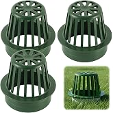 (3-Pack) Calvana 4&rdquo; Round Atrium Drain Grate Cover, Compatible with NDS 78A, Fits 4&rdquo; Sewer and Drain Pipe Fittings, Perfect for Small Lawns, Landscaping, Patios, Extra Tough Polyethylene, Green