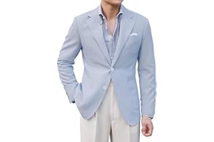 LYOUCI Men Seersucker Sports Jacket Suits Coat Classic Summer Blazer Seersucker Suit for Men Beach Wedding Tuxedo Blazers