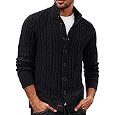 PJ PAUL JONES Mens Cardigan Sweater Button Up Stand Collar Sweater Knit Textured Sweaters