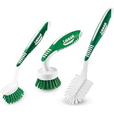 Libman Green &amp; White Cleaning Brush Kit, 3-Piece Set, All-Purpose Brushes for Kitchen, Basins, Sinks, Dishwashers