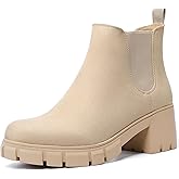 GOUPSKY Women Chelsea Boots Comfortable Lug Sole Slip On Ankle Booties
