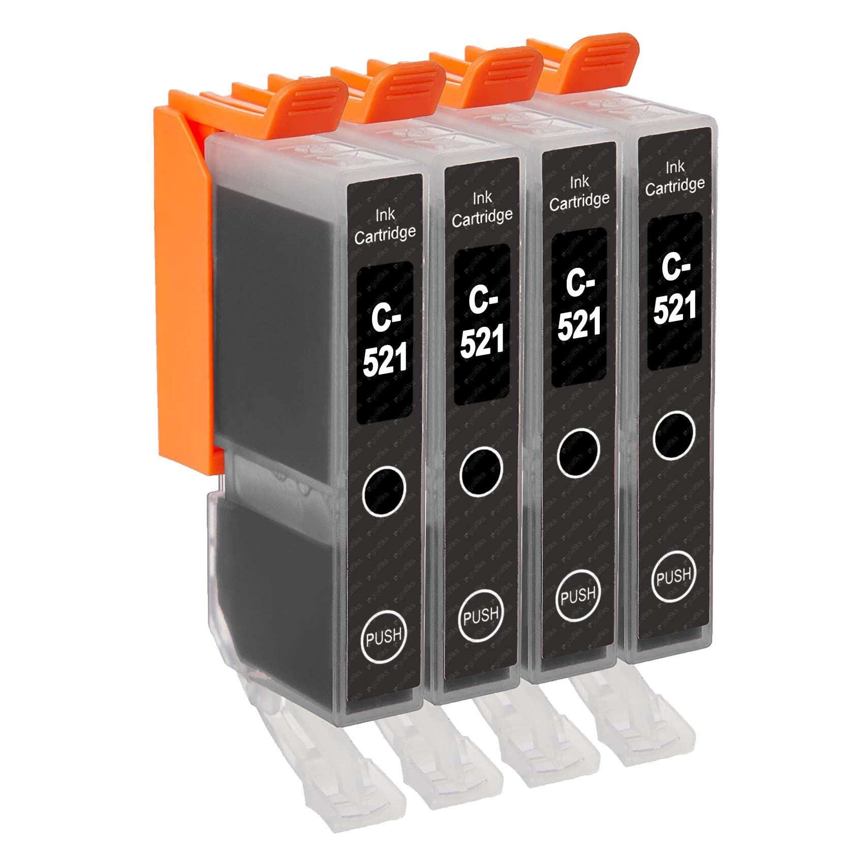 Go Inks C-521Bk Compatible Black Ink Cartridge to replace Canon CLI-521Bk for use with Canon PIXMA Printers (Pack of 4)