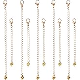 Nextpal 10 Pcs Gold Necklace Extenders for Women, Chain Extenders Set with Lobster Clasps for Jewelry Making and Repair, for Bracelets and Pendants 2 Inch and 3 Inch Extension Chains