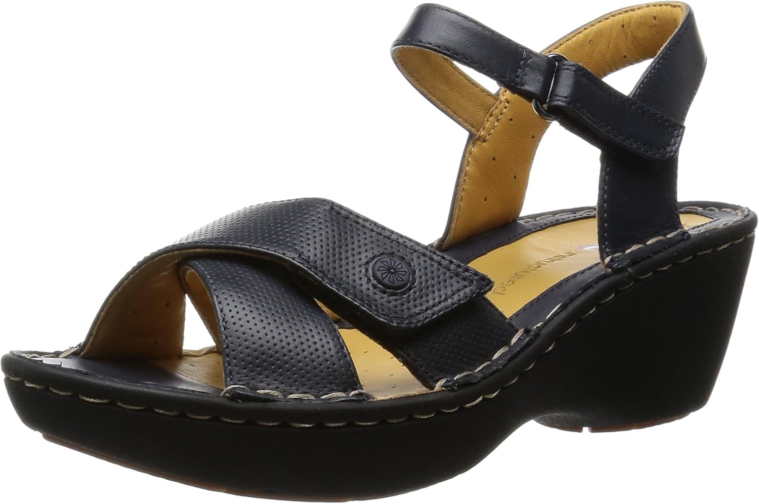 Clarks Un Dima, Sandales Bout Ouvert Femme Bleu Cuir Bleu Marine