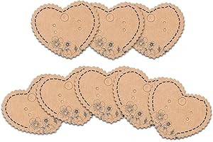 NONE BRAND Grenali 100 Brown Heart Shape Earring Display Cards, Kraft Paper Jewelry Cards, 1.96"x1.6" (Pack of 100)