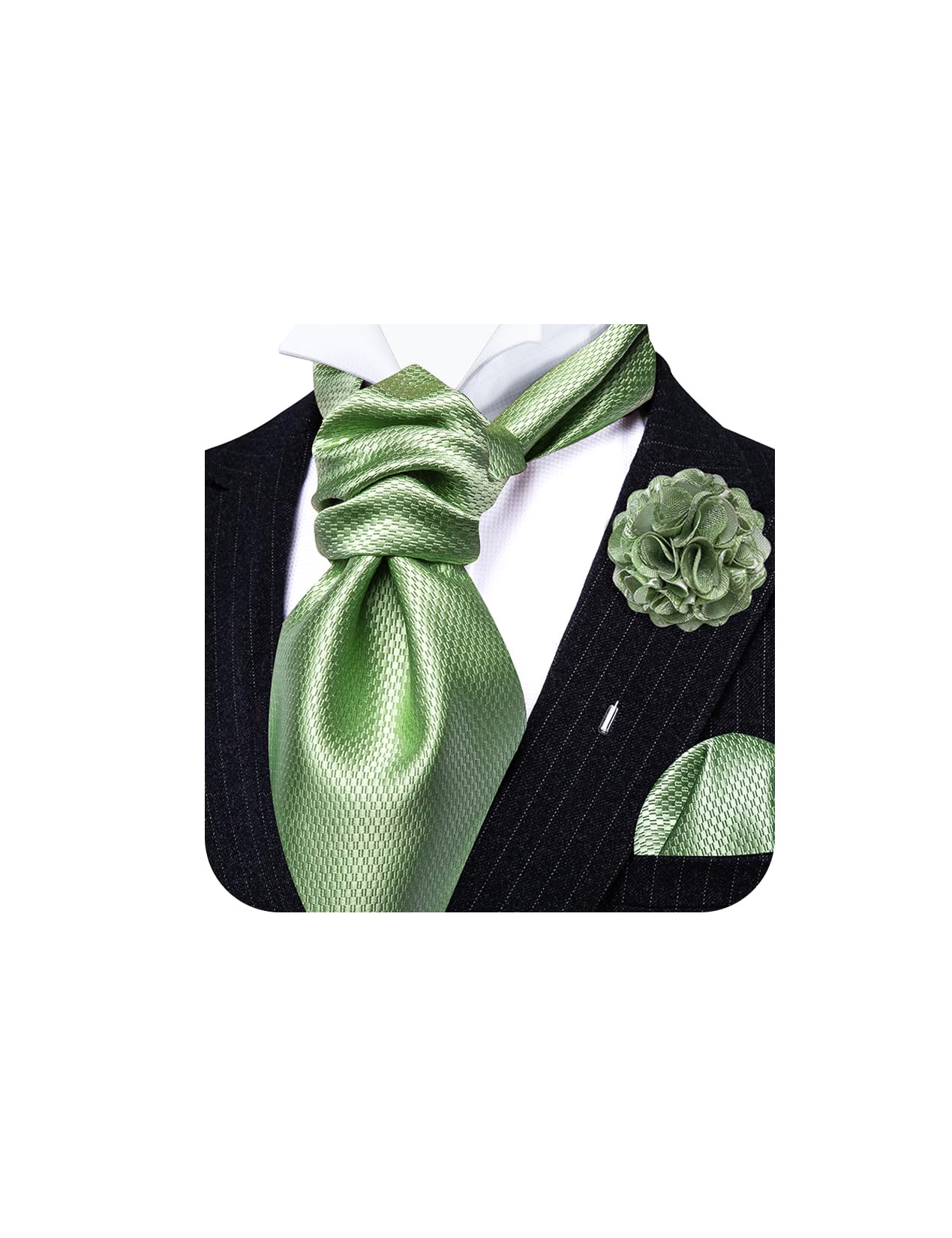 Ailisus Sage Green Ascot and Lapel Pin Set Man
