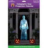 Holographic Rear Projection Screen with Mounting Hardware for Projecting Halloween Videos (5 ft x 9 ft Gray)