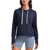 CRZ YOGA Cloud Jersey Pullover Hoodies for Women Long Sleeve Hooded Workout Sweat Shirts Casual Yoga Tops with Thumb Holes