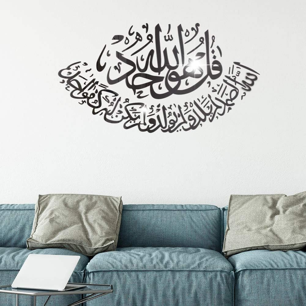 CDZJP Mirror Wall Stickers / (2 Sets) Muslim 3D Acrylic Mirror Stickers/Bedroom/Living Room Decoration/Environmentally Friendly Removable Wall Stickers,Black