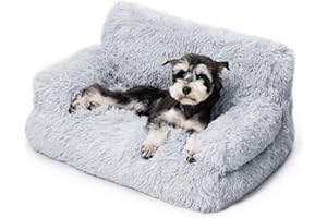 Mewoo Dog Couch, Small Dog Bed with Removable Washable Cover, Cute Cat Couch for Pets, Cat Beds for Indoor Cats with Anti-Slip Bottom (Grey)
