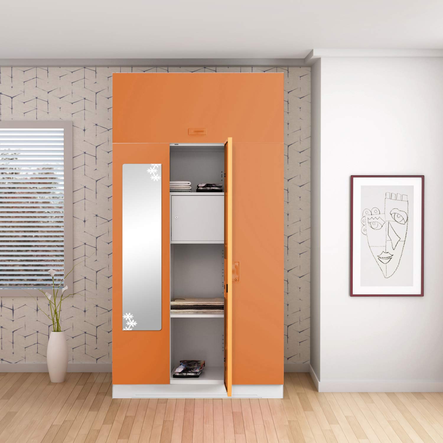 Godrej Interio Slimline 3 Door Steel Almirah With Locker Star