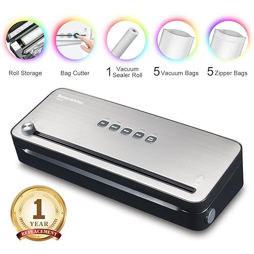 Bonsenkitchen Vacuum Sealer with Builtin Cutter & Roll Bag Storage