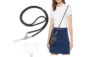 AOPNN Crossbody for Phone Lanyard/Chain Water Diamond Lanyard Universal Lanyard Suitable for most mobile phones and bags (black)