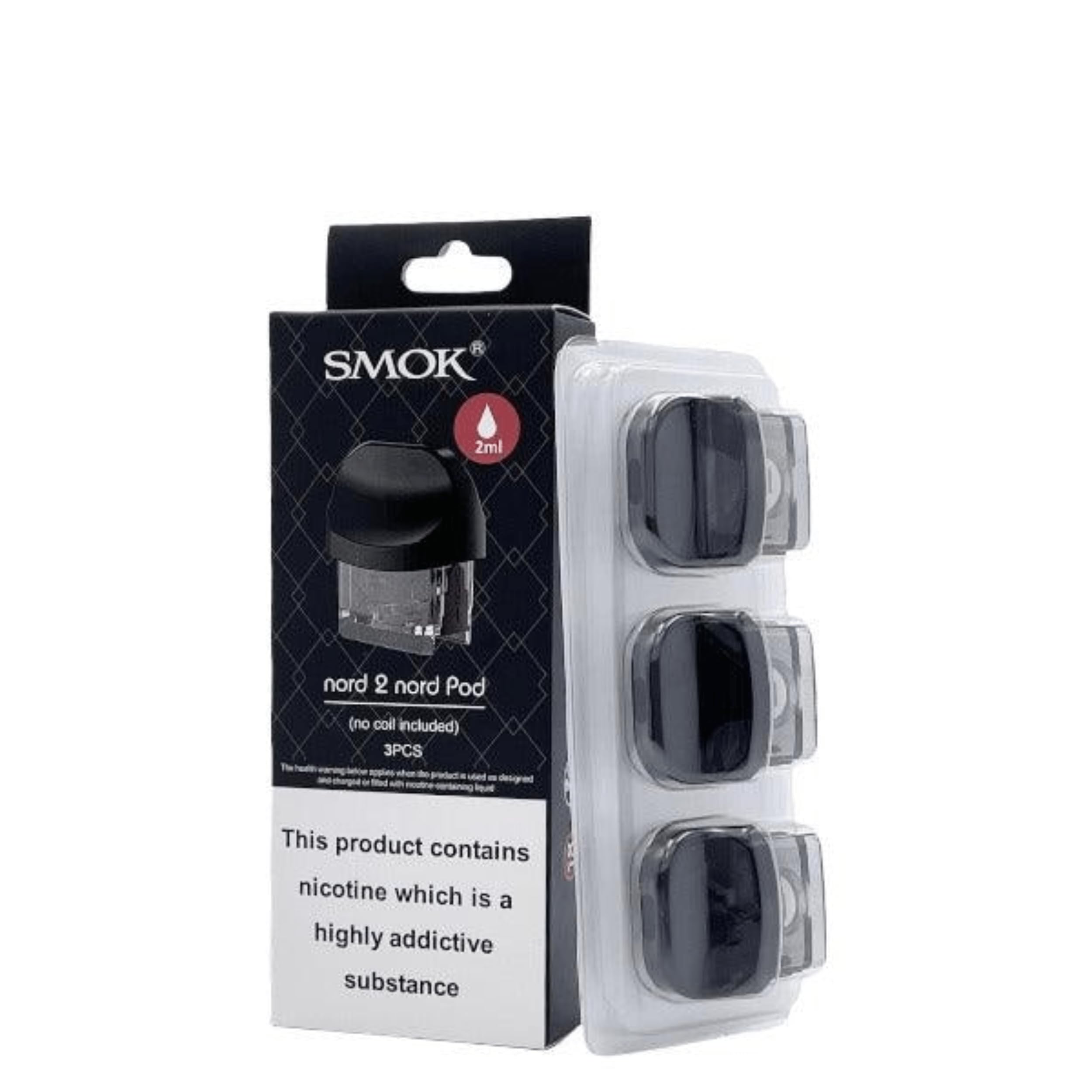 SMOK Nord 2 Empty Pods [Transparent Black] 3 Pack 2ml for Nord 2 Kit UK Compliant Nicotine Free