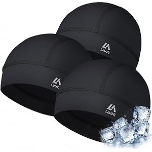 Lauzq 3Pack Cooling Breathable Mesh Skull Cap Helmet Liner, Sweat & Quick Dry Cycling Motorcycle Hard Hat Liner for Men Women
