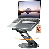 Nulaxy Telescopic 360 Rotating Laptop Stand for Desk Adjustable Height Swivel Pull Out Design Ergonomic Laptop Riser Standing Desk Converter Fits All 10-17" Laptops Computer MacBook, Gray