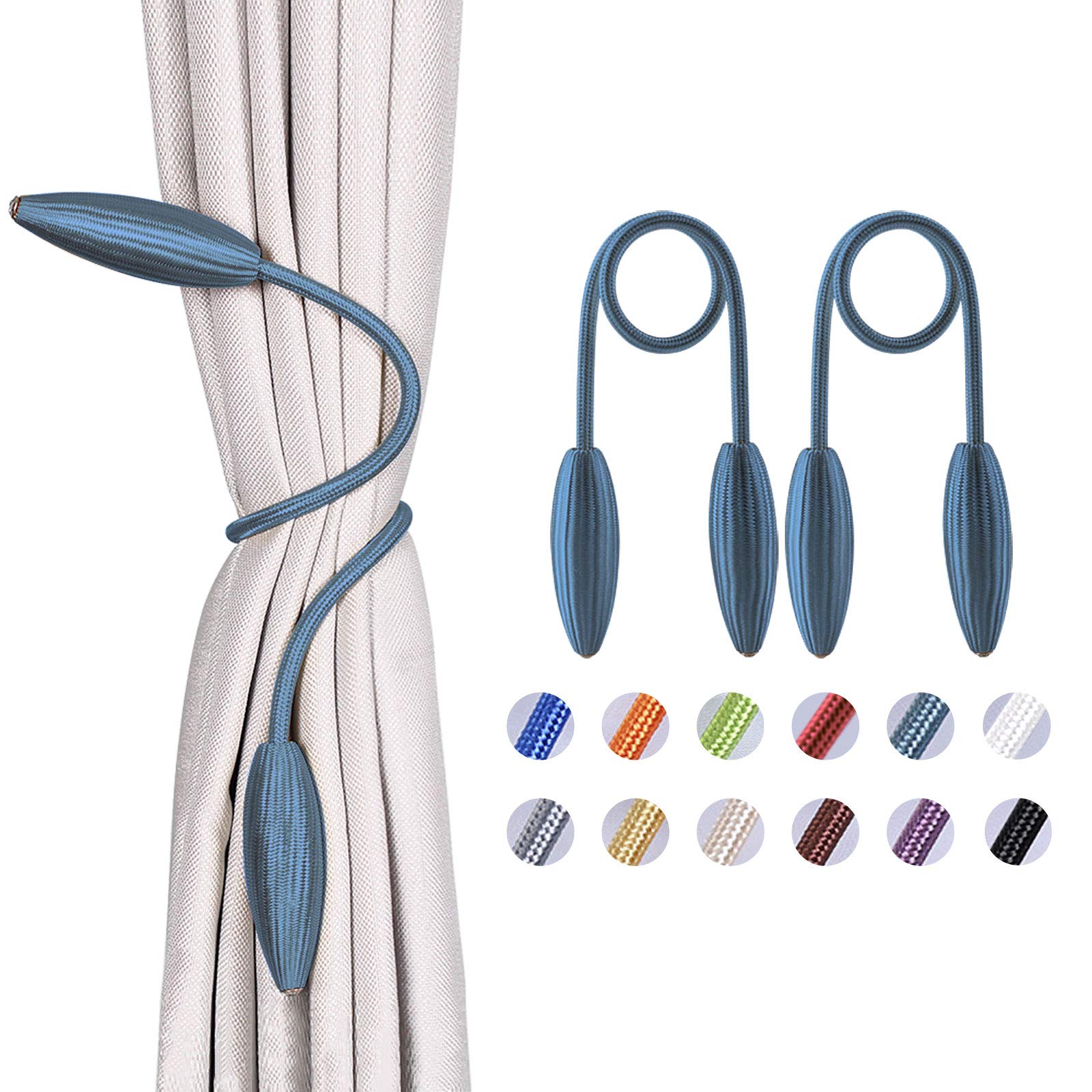 Pretty Jolly 2 Pack DIY Twist Curtain Tiebacks Creative Decorative Drape Tie Backs European Style Random Modelling Curtain Holdbacks for Home & Office Window Blackout & Sheer Drapery (Blue-grey)