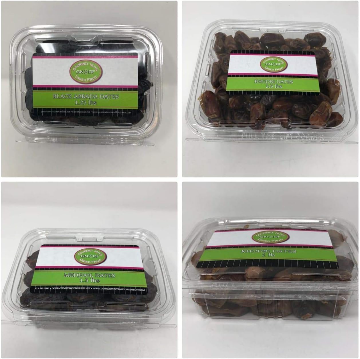 DATES VARIETY: MIX & MATCH 4 PACKS VARIETY, MEDJOOL DATES 1.5 LB, KHUDRI DATES 2.5 LB, KHUDRI DATES 1 LB & BLACK ABBADA DATES1.25 LB