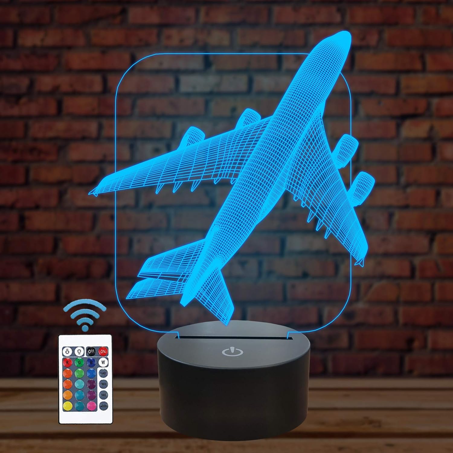 Aircraft Airplane 3D Night Light Kids Bedside Lamp 16 Colors Changing with Remote Control Xmas Halloween Birthday Gift for Child Baby Boy Girl