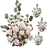 Ling's moment 17.5" Tall Standing Artificial Flowers Arrangements 4 pcs Wedding Aisle Runner Chair Decorations Blush & Pink Centerpieces for Ceremony Reception Rose Floral Party Outdoor