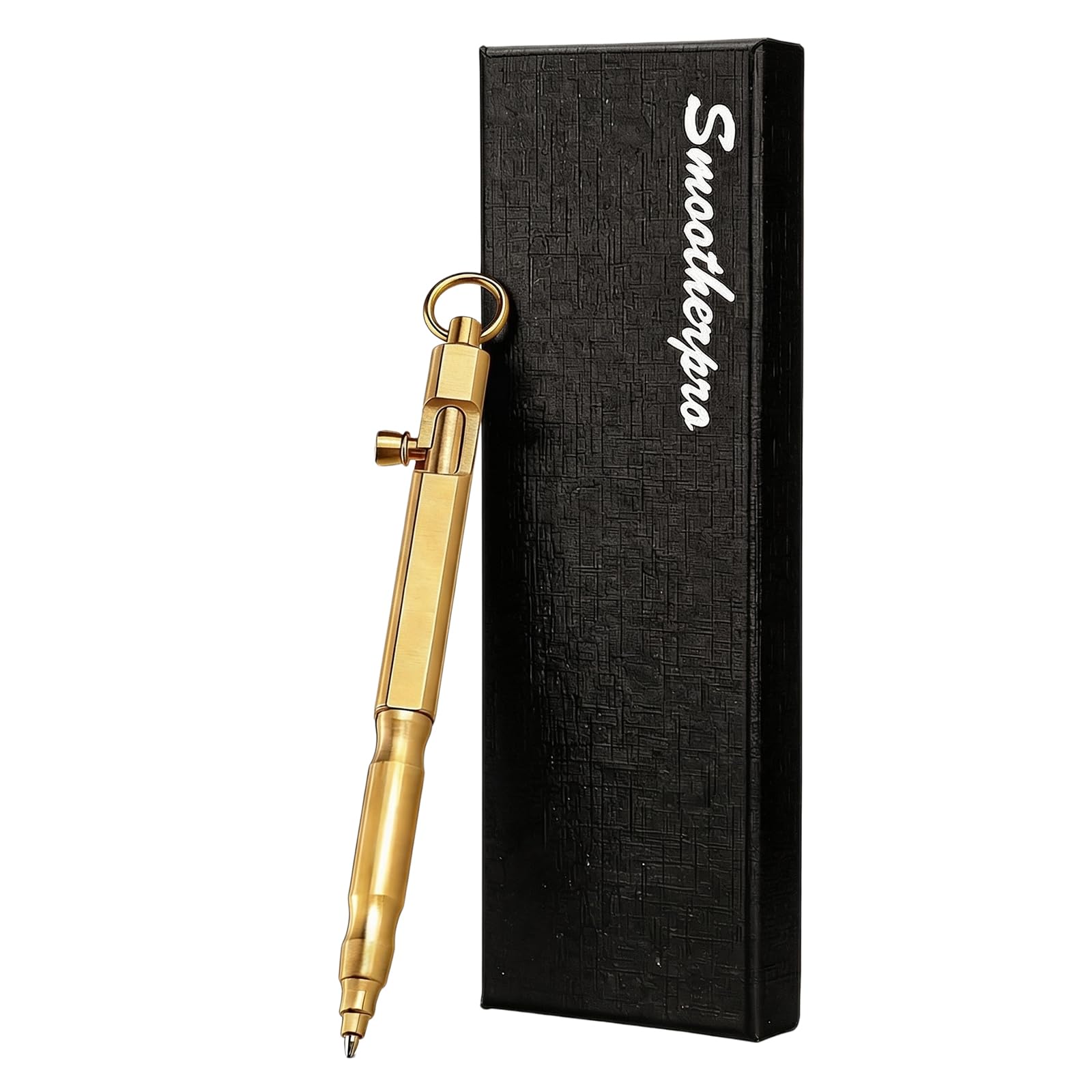 SMOOTHERPRO Solid Brass Bolt Action Pen | Ballpoint Pen | for Tremor Parkinson Arthritic Business EDC Signature | Color Natural (BR630)