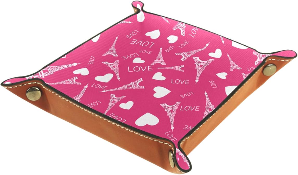 Kleine Aufbewahrungsbox,Herren-Valet-Tablett,Paris Eiffelturm Pink